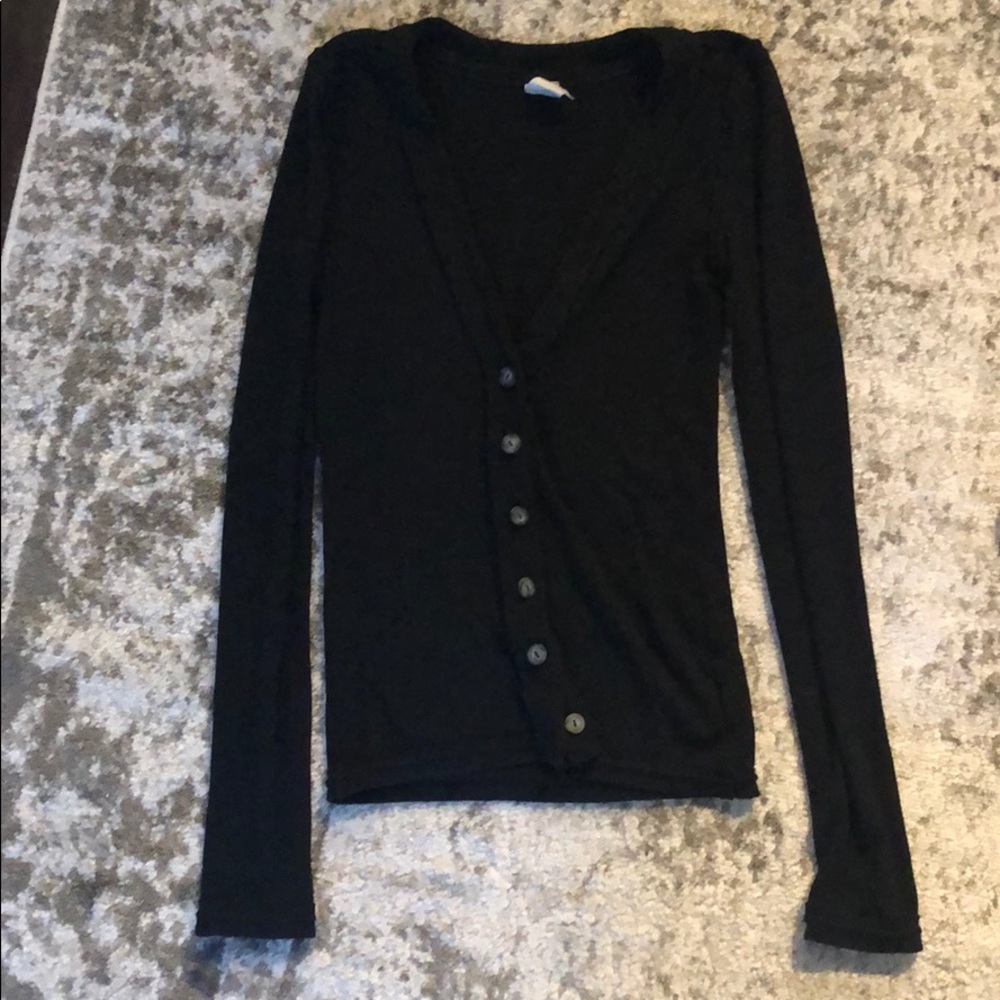 Free people black button up sweater